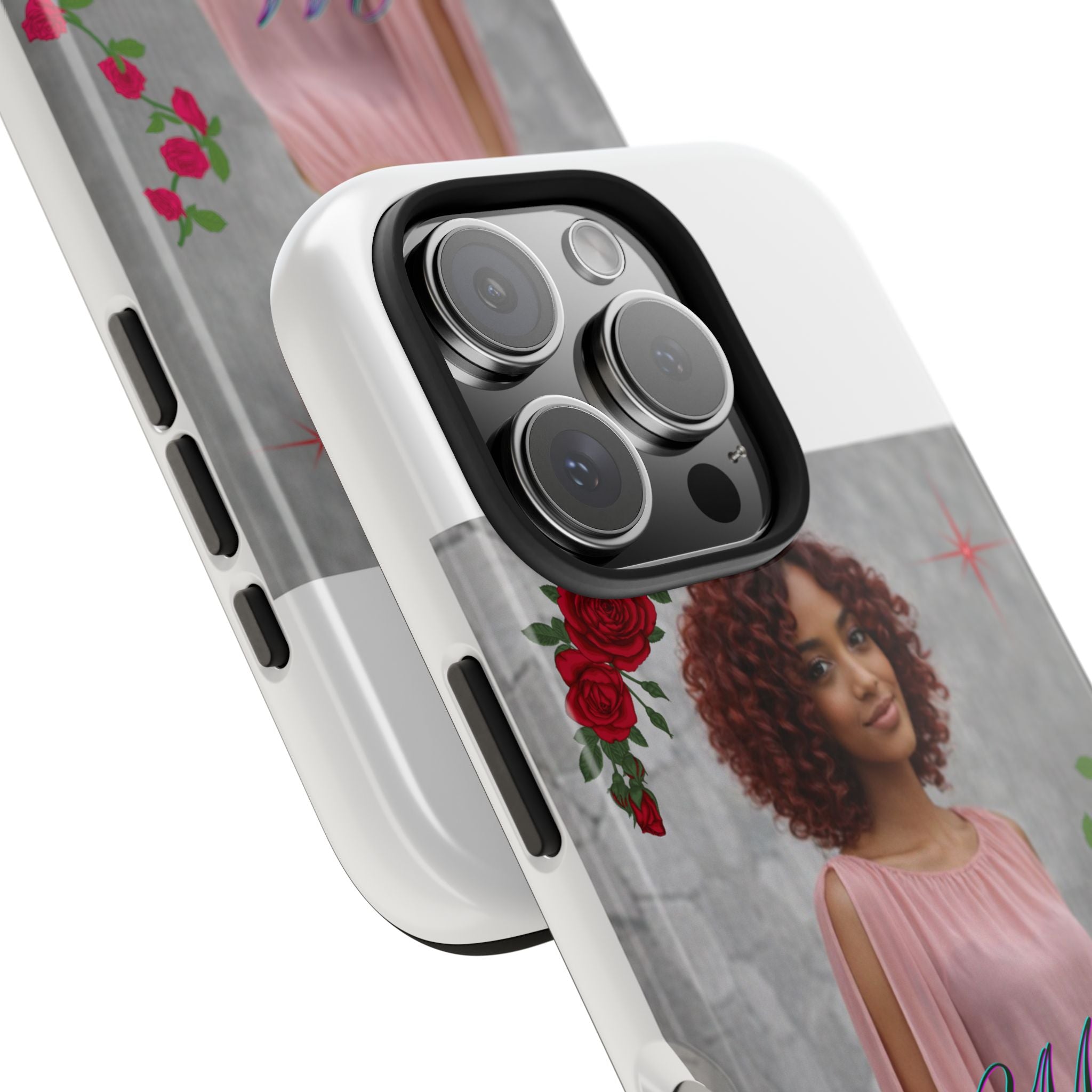 Personalized Floral Photo Tough Phone Case — Character 'Mia'