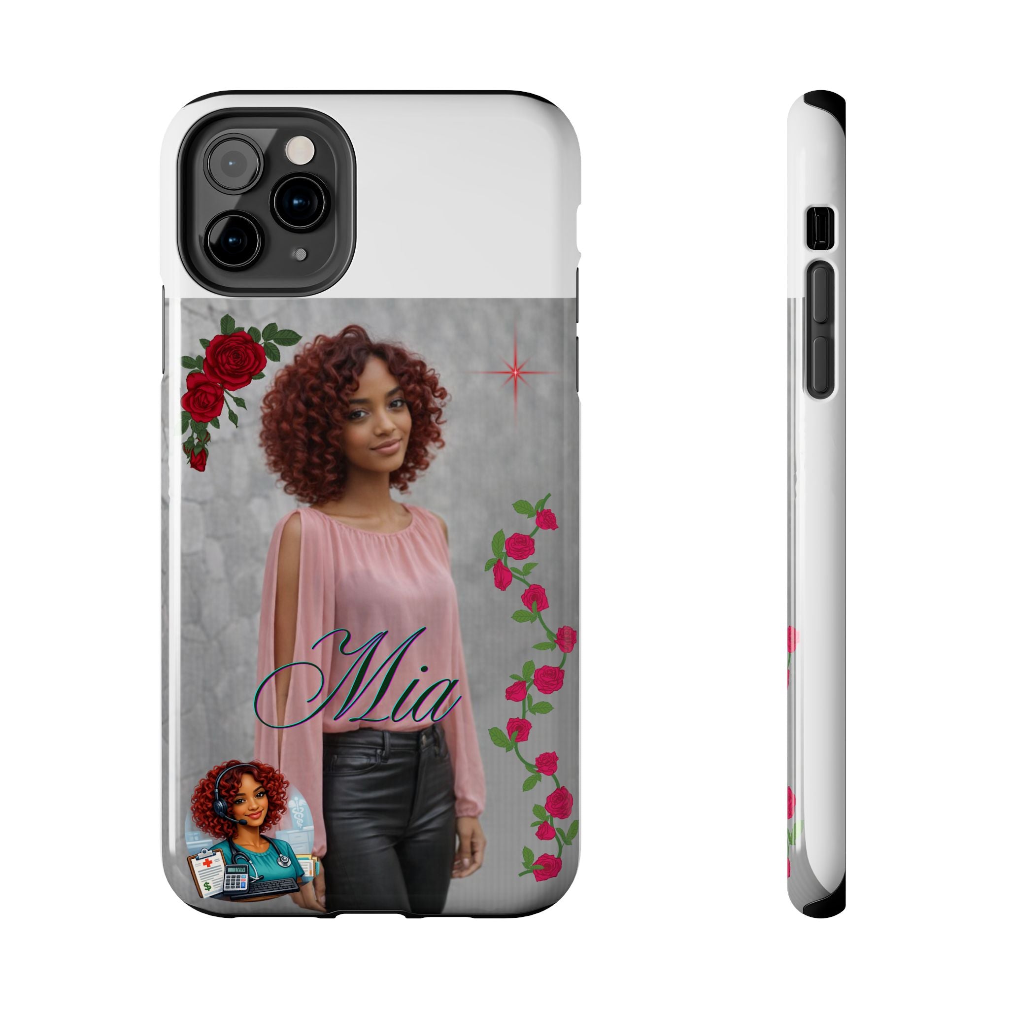 Personalized Floral Photo Tough Phone Case — Character 'Mia'