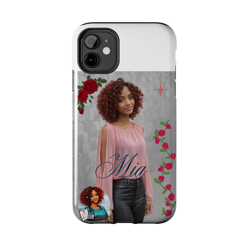 Personalized Floral Photo Tough Phone Case — Character 'Mia'