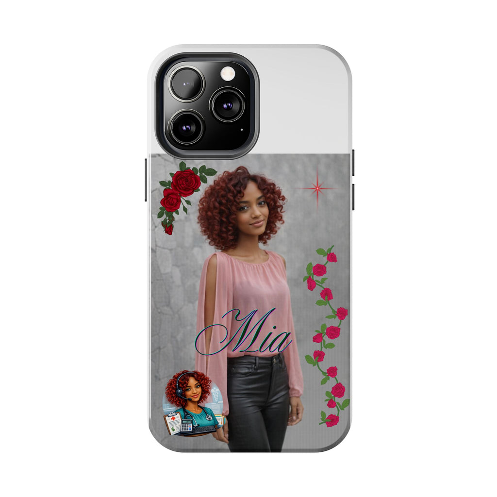 Personalized Floral Photo Tough Phone Case — Character 'Mia'