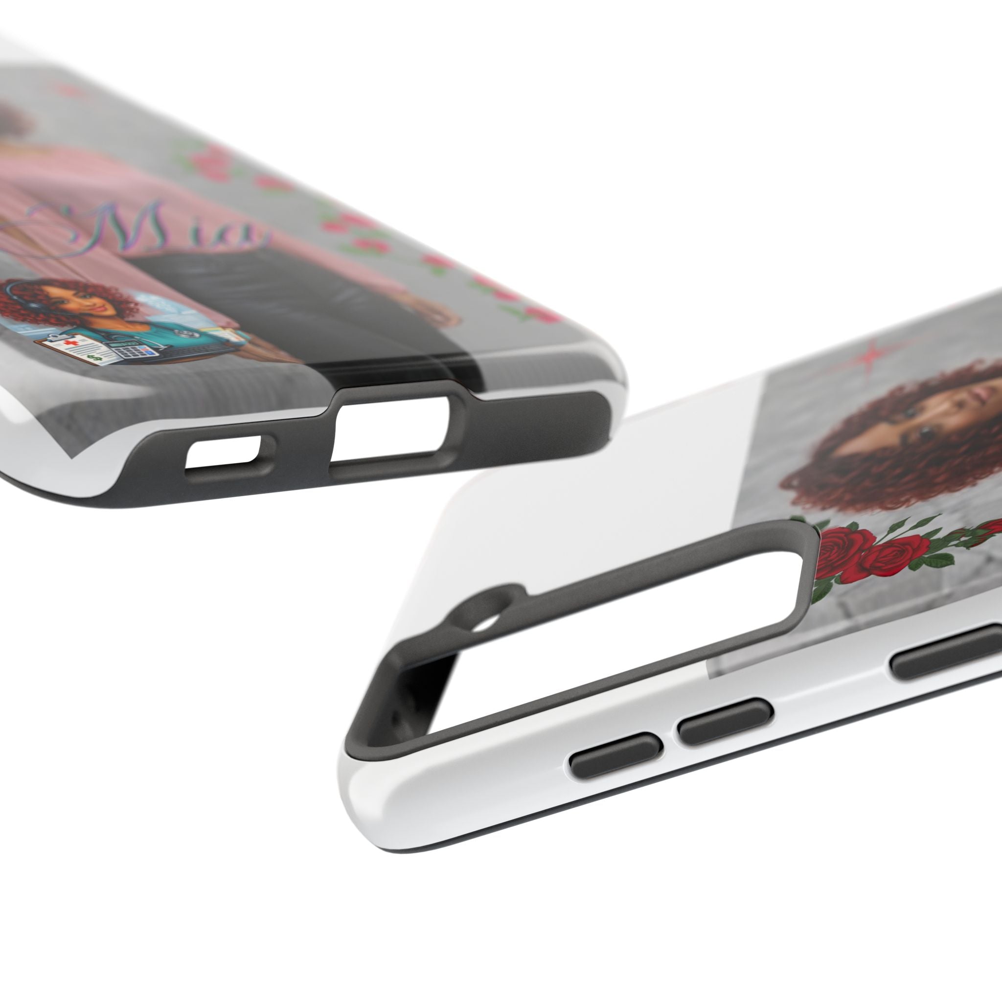 Personalized Floral Photo Tough Phone Case — Character 'Mia'