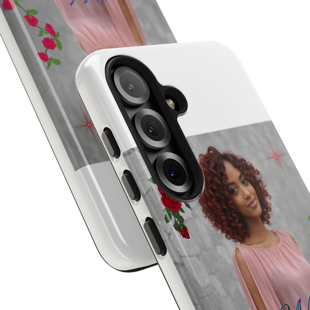 Personalized Floral Photo Tough Phone Case — Character 'Mia'