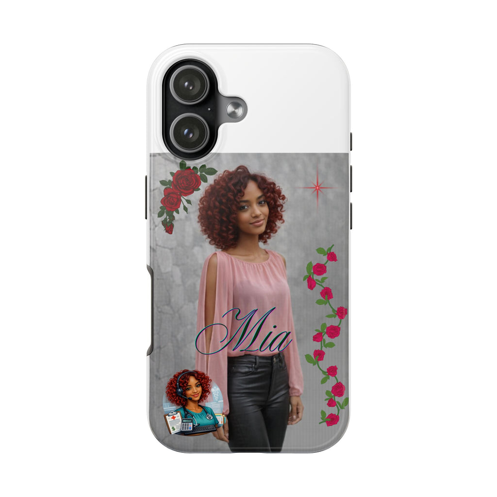Personalized Floral Photo Tough Phone Case — Character 'Mia'