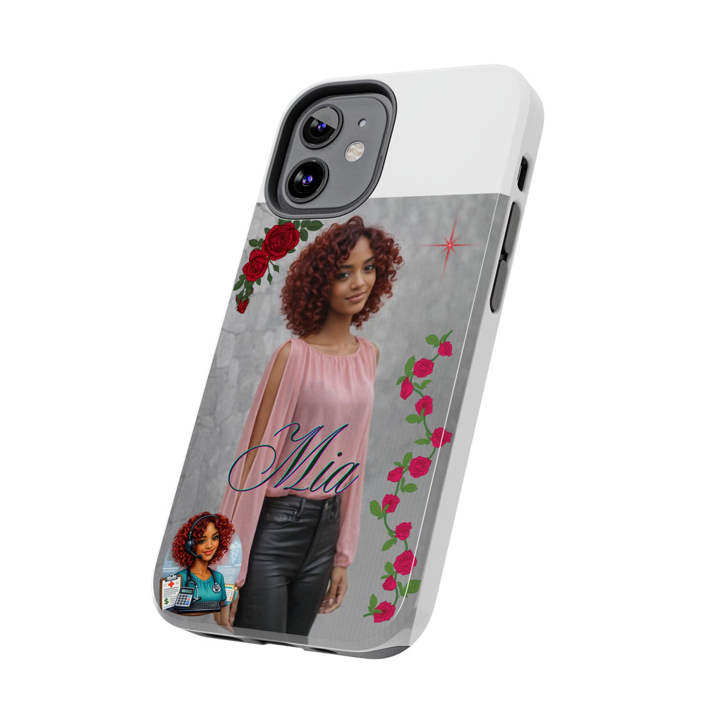 Personalized Floral Photo Tough Phone Case — Character 'Mia'