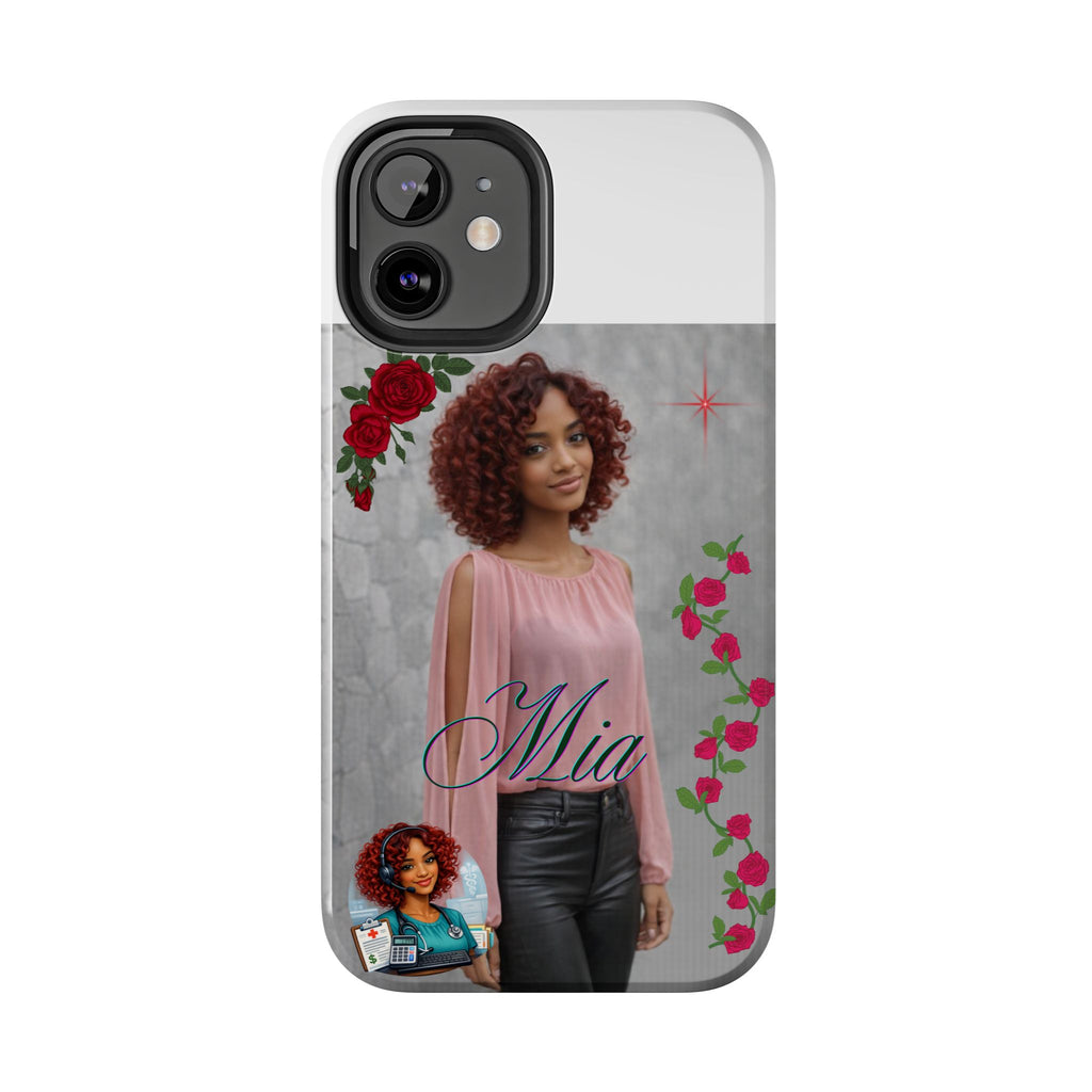 Personalized Floral Photo Tough Phone Case — Character 'Mia'