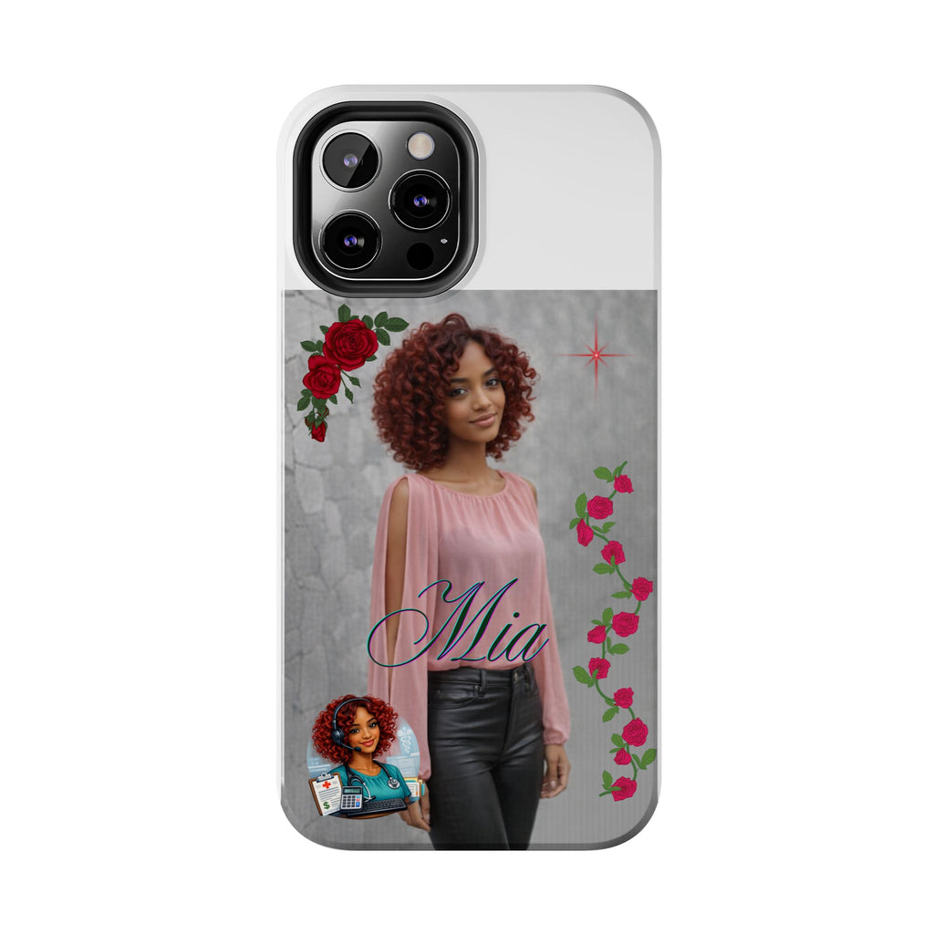 Personalized Floral Photo Tough Phone Case — Character 'Mia'