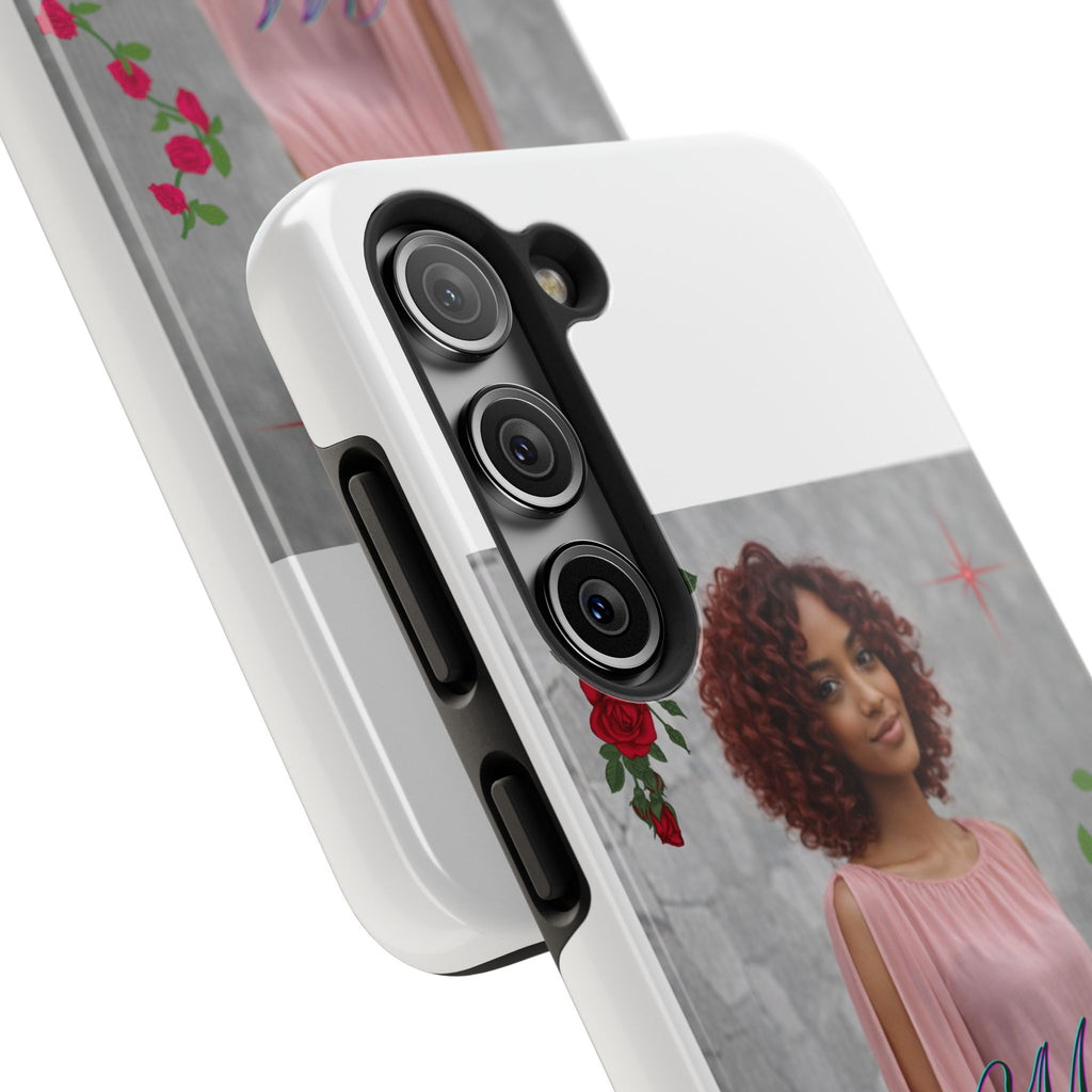 Personalized Floral Photo Tough Phone Case — Character 'Mia'