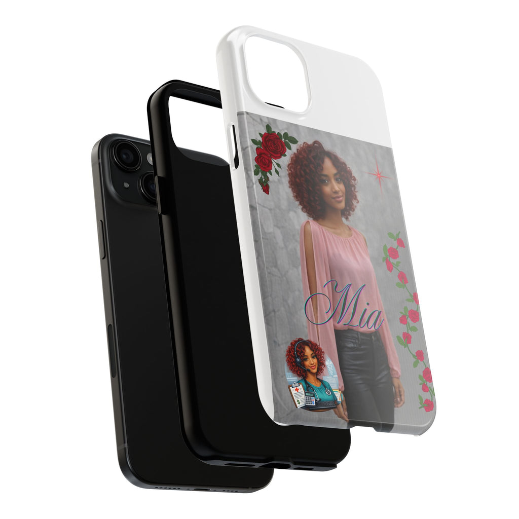 Personalized Floral Photo Tough Phone Case — Character 'Mia'