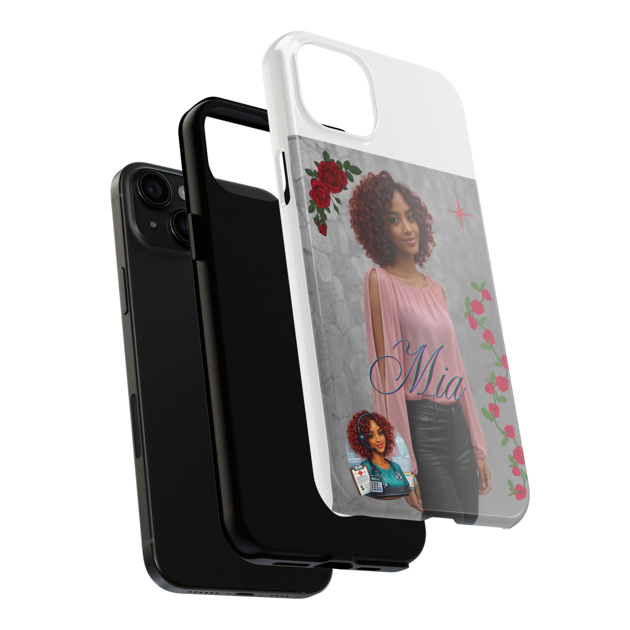 Personalized Floral Photo Tough Phone Case — Character 'Mia'