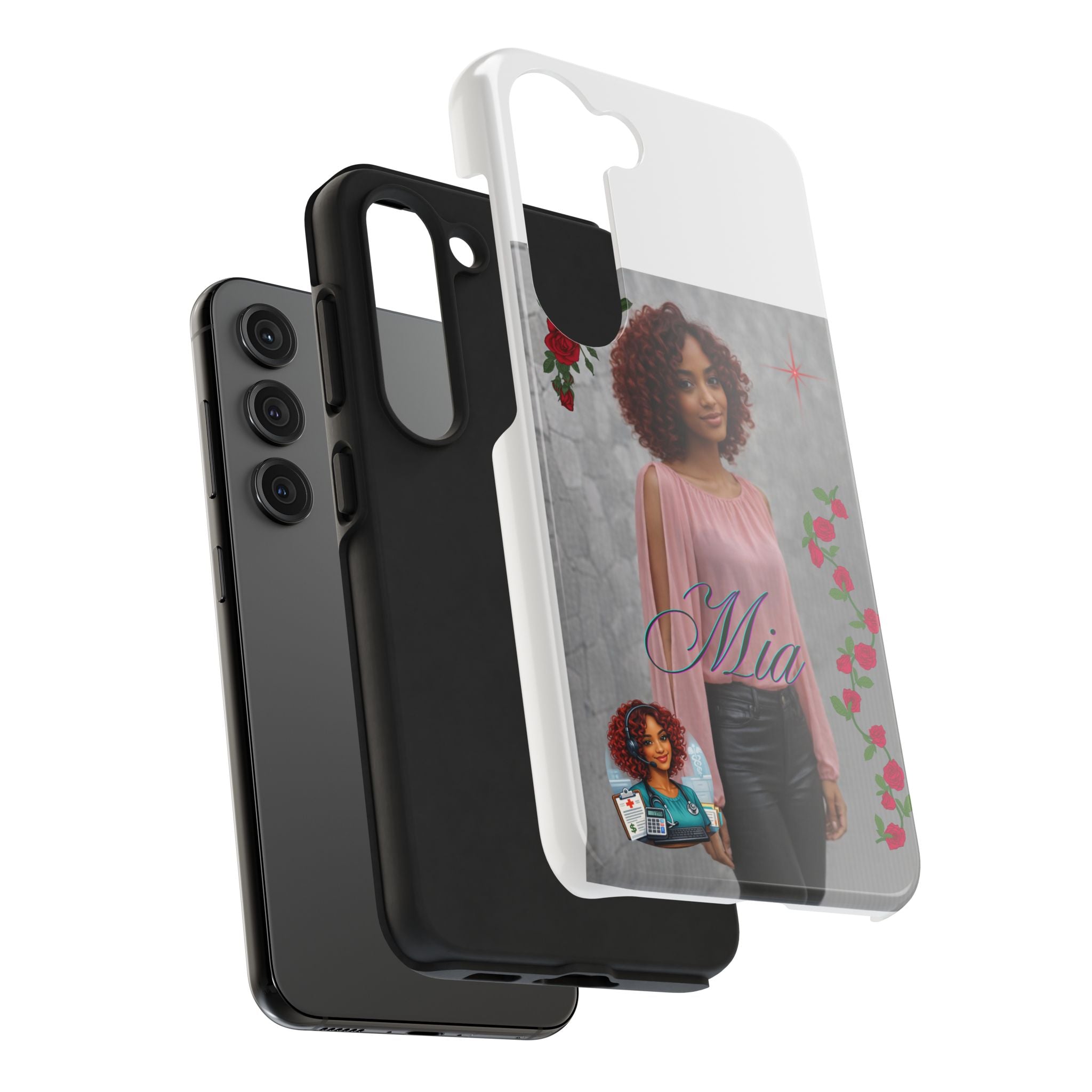 Personalized Floral Photo Tough Phone Case — Character 'Mia'
