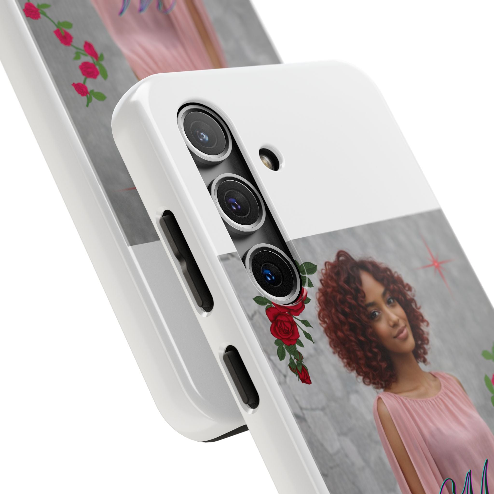 Personalized Floral Photo Tough Phone Case — Character 'Mia'