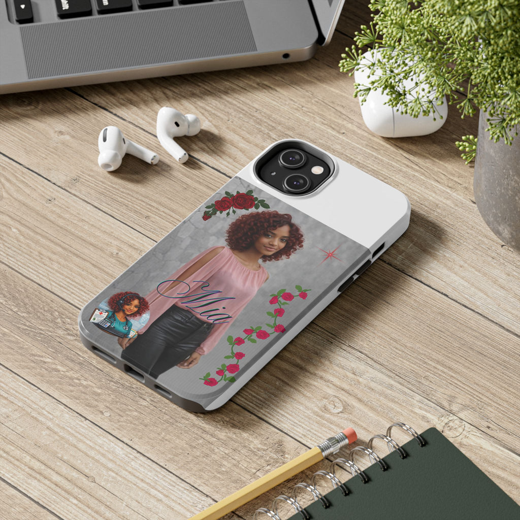 Personalized Floral Photo Tough Phone Case — Character 'Mia'