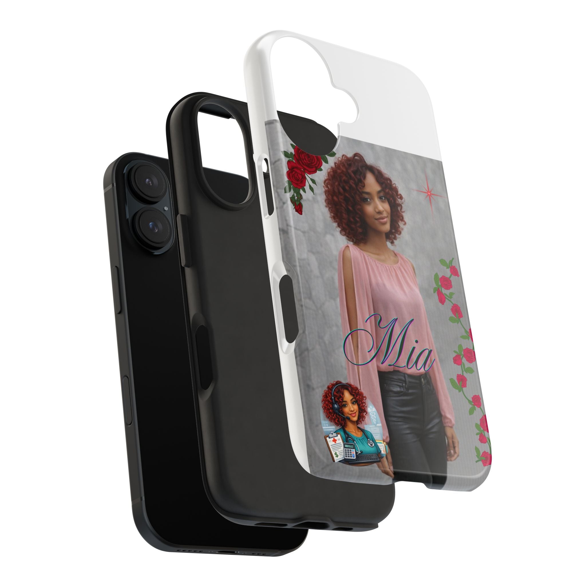 Personalized Floral Photo Tough Phone Case — Character 'Mia'