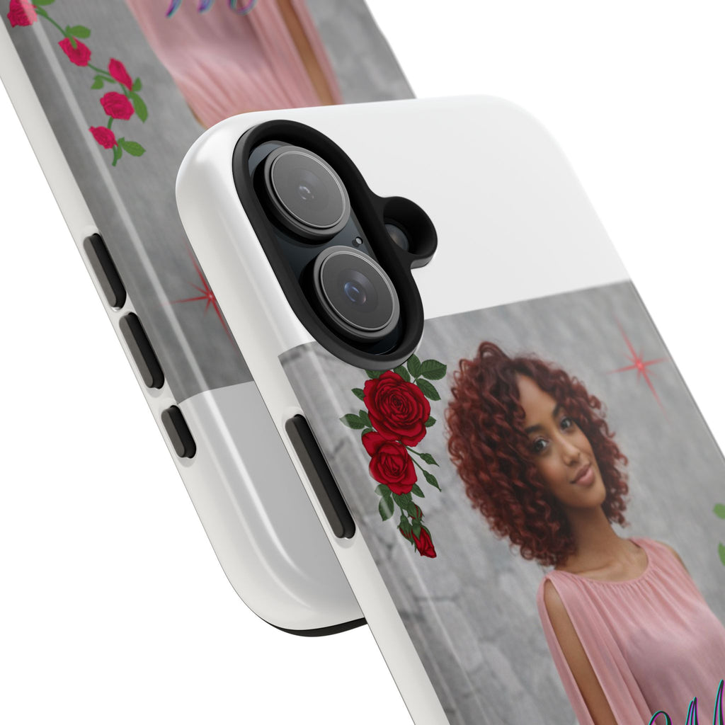 Personalized Floral Photo Tough Phone Case — Character 'Mia'