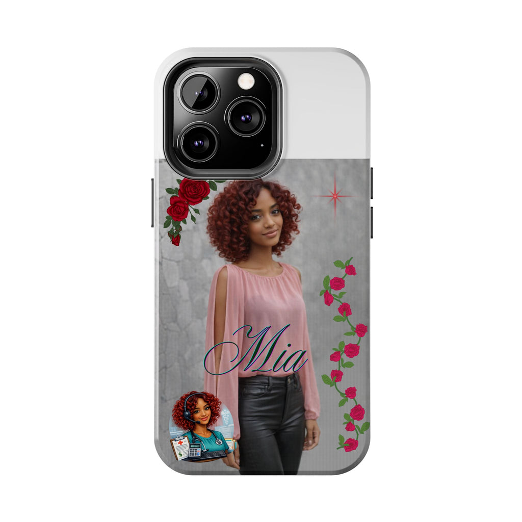 Personalized Floral Photo Tough Phone Case — Character 'Mia'
