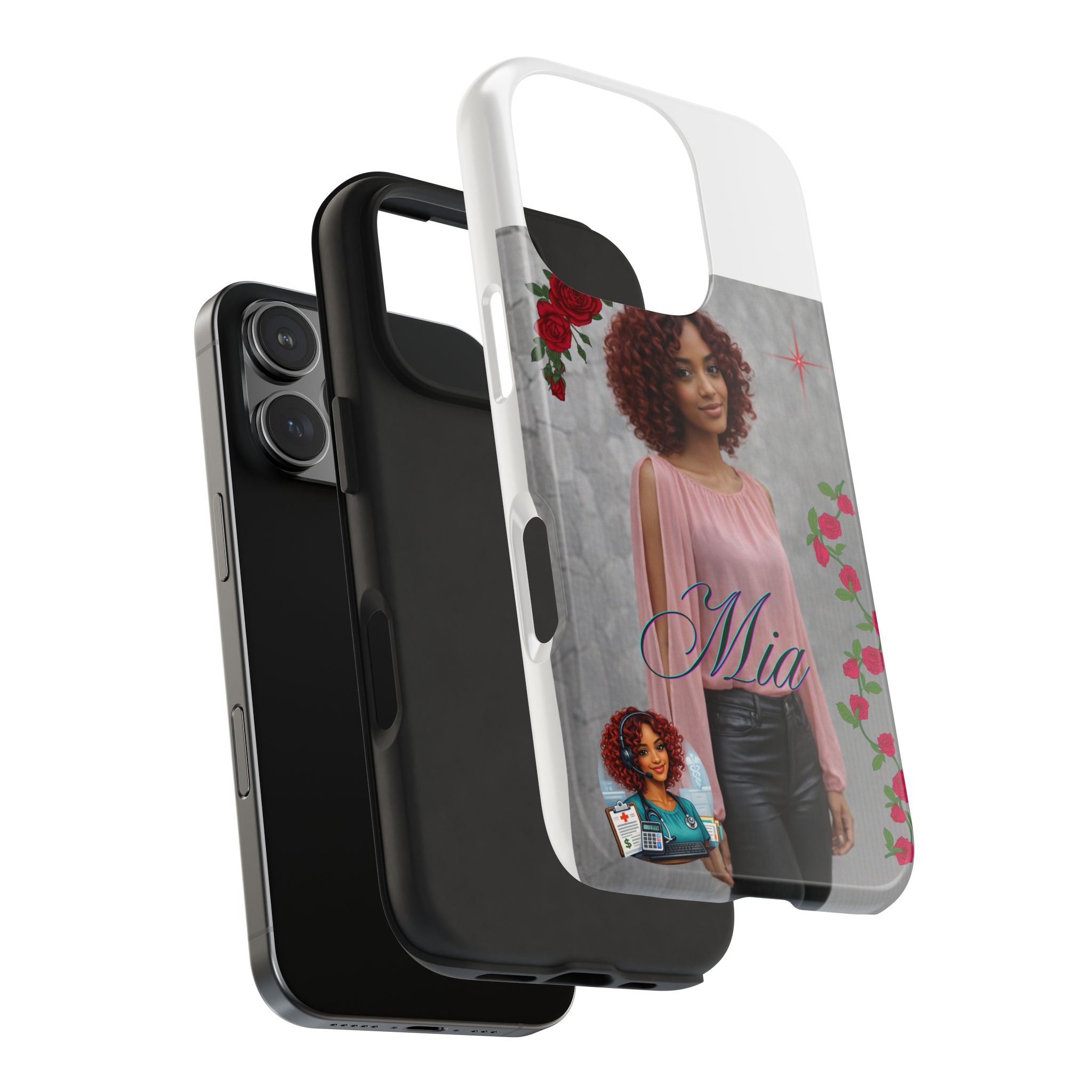 Personalized Floral Photo Tough Phone Case — Character 'Mia'