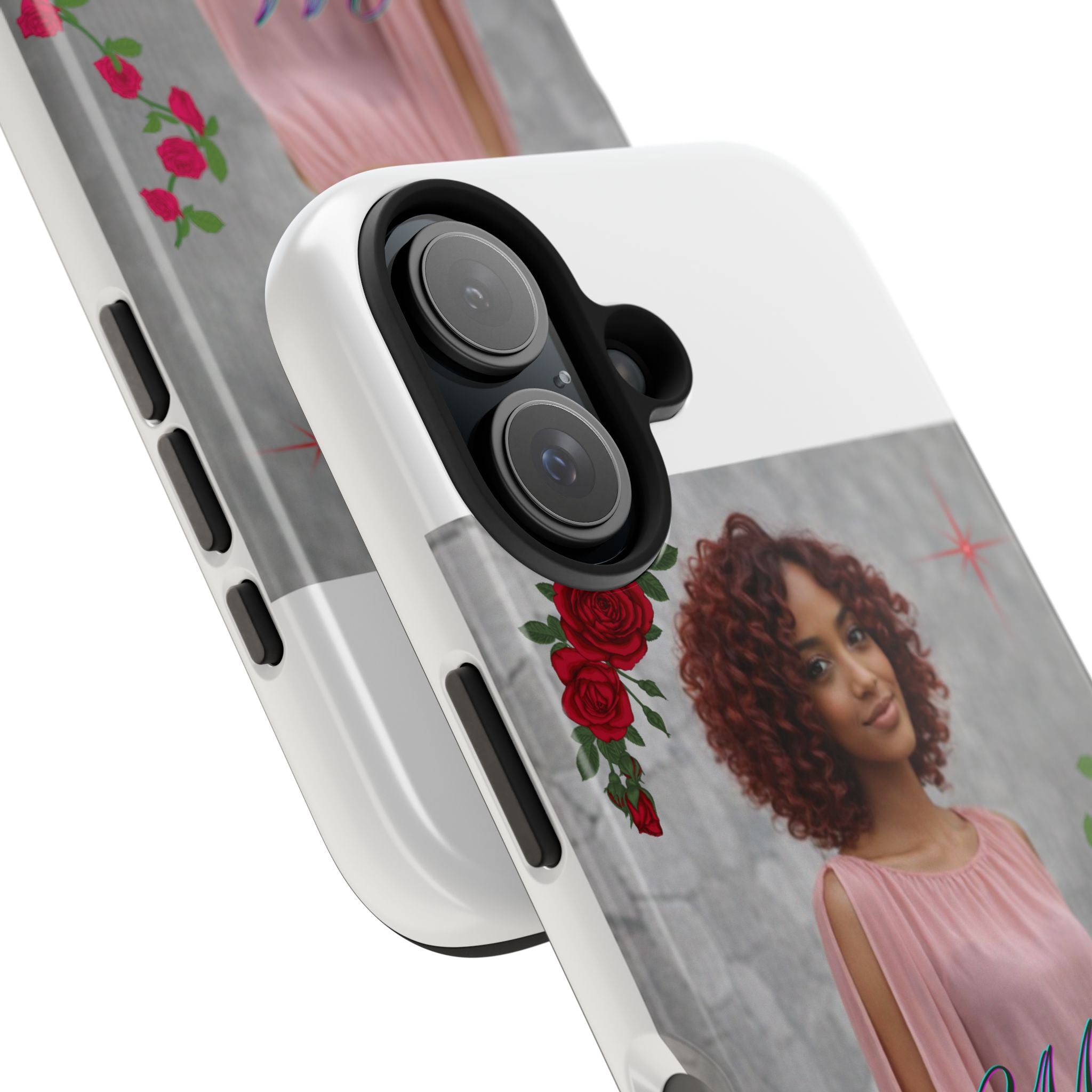 Personalized Floral Photo Tough Phone Case — Character 'Mia'