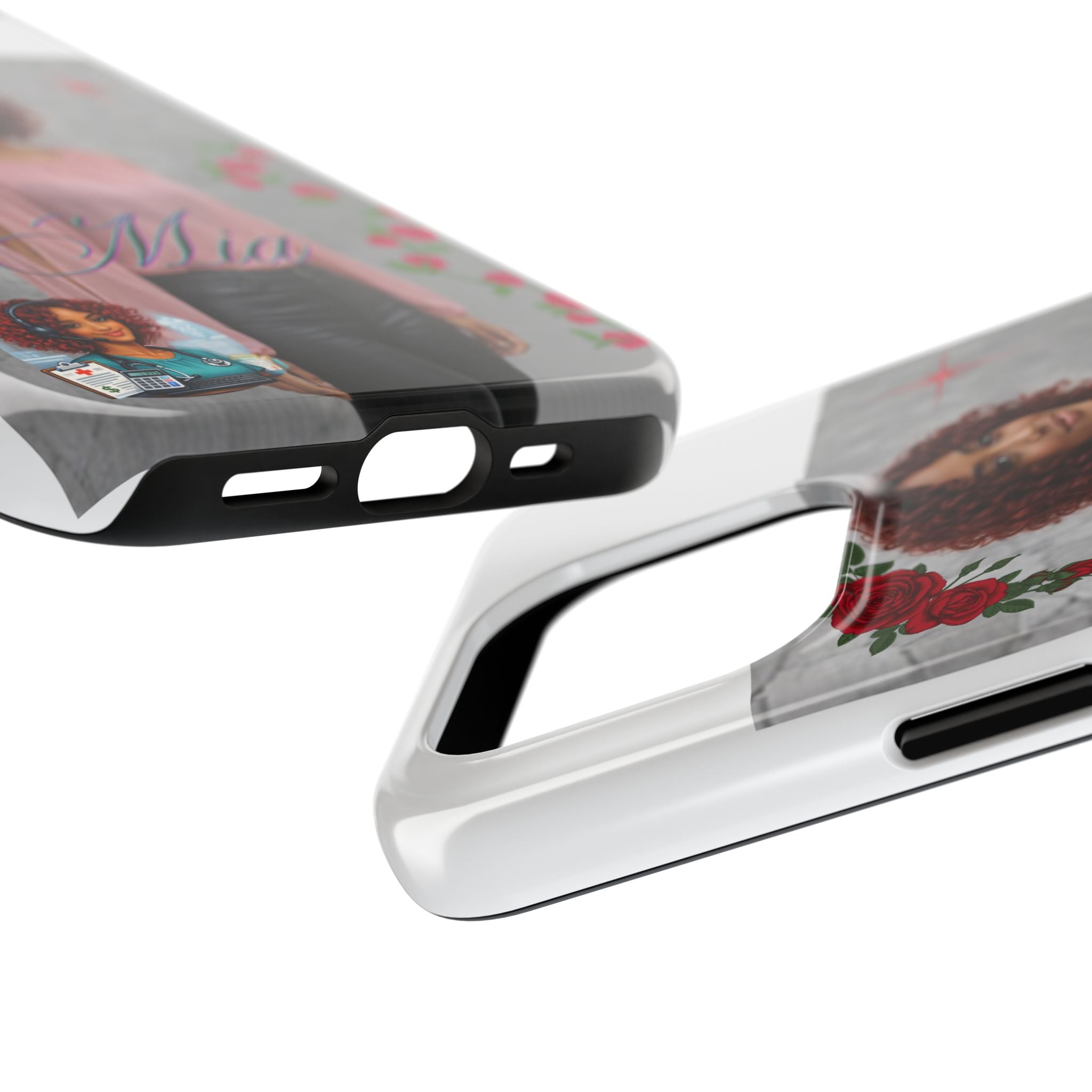 Personalized Floral Photo Tough Phone Case — Character 'Mia'