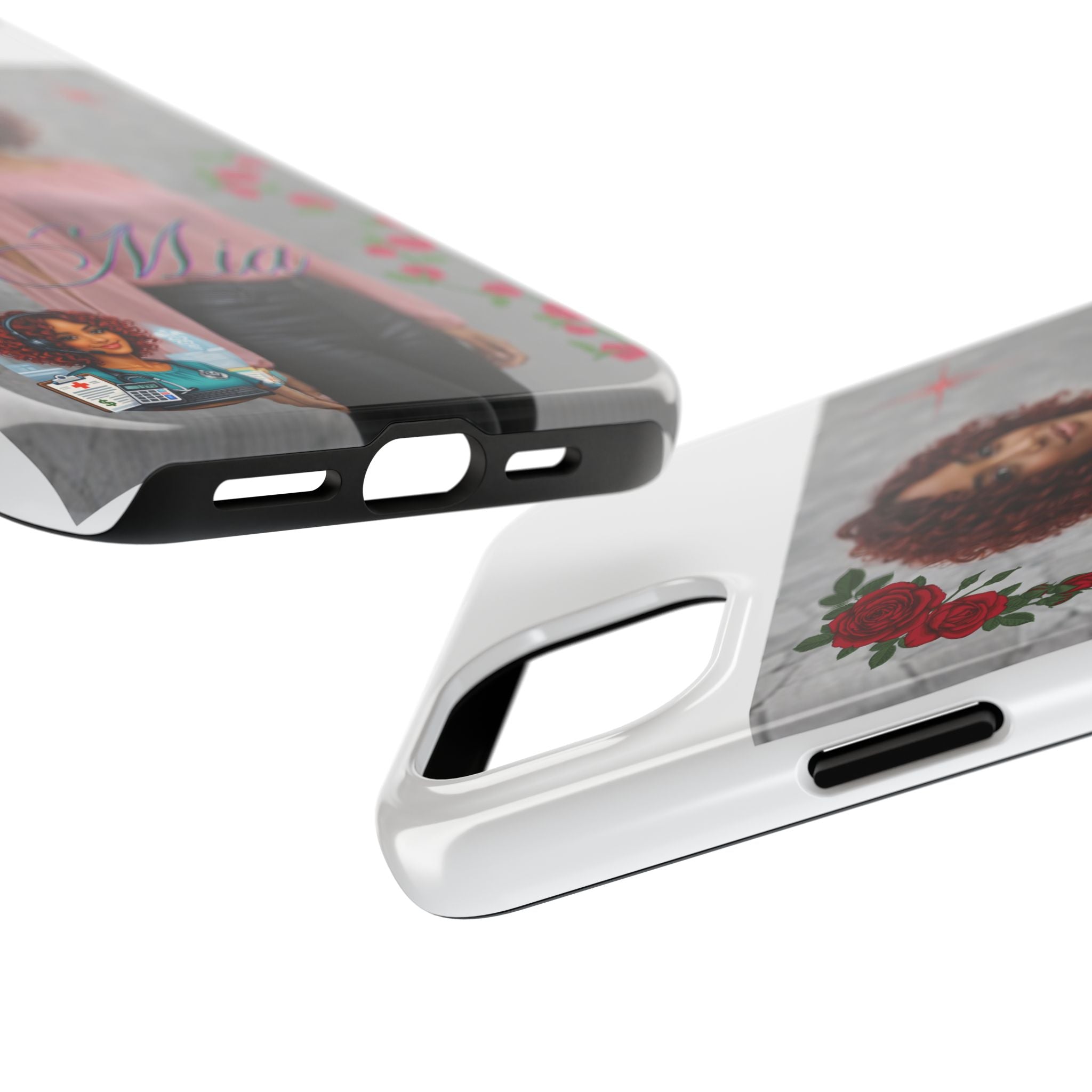 Personalized Floral Photo Tough Phone Case — Character 'Mia'