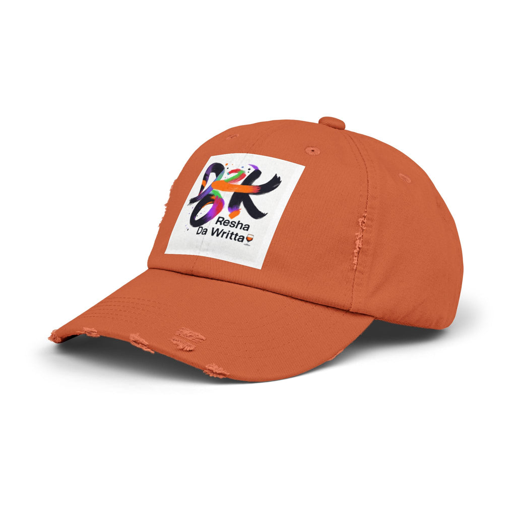 Distressed Baseball Cap with Colorful 'Resha Da Writta' Logo