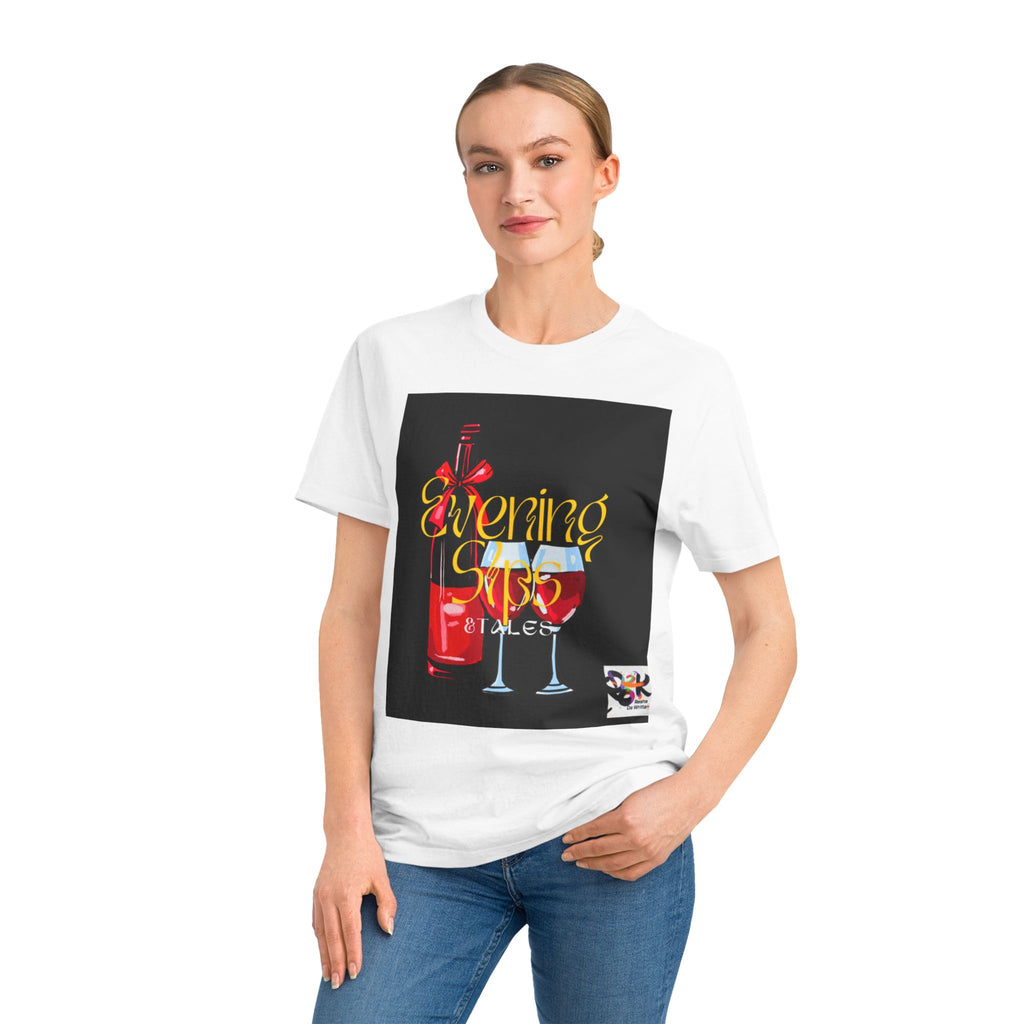 Evening Sip T-Shirt | Wine Bottle and Glasses Graphic