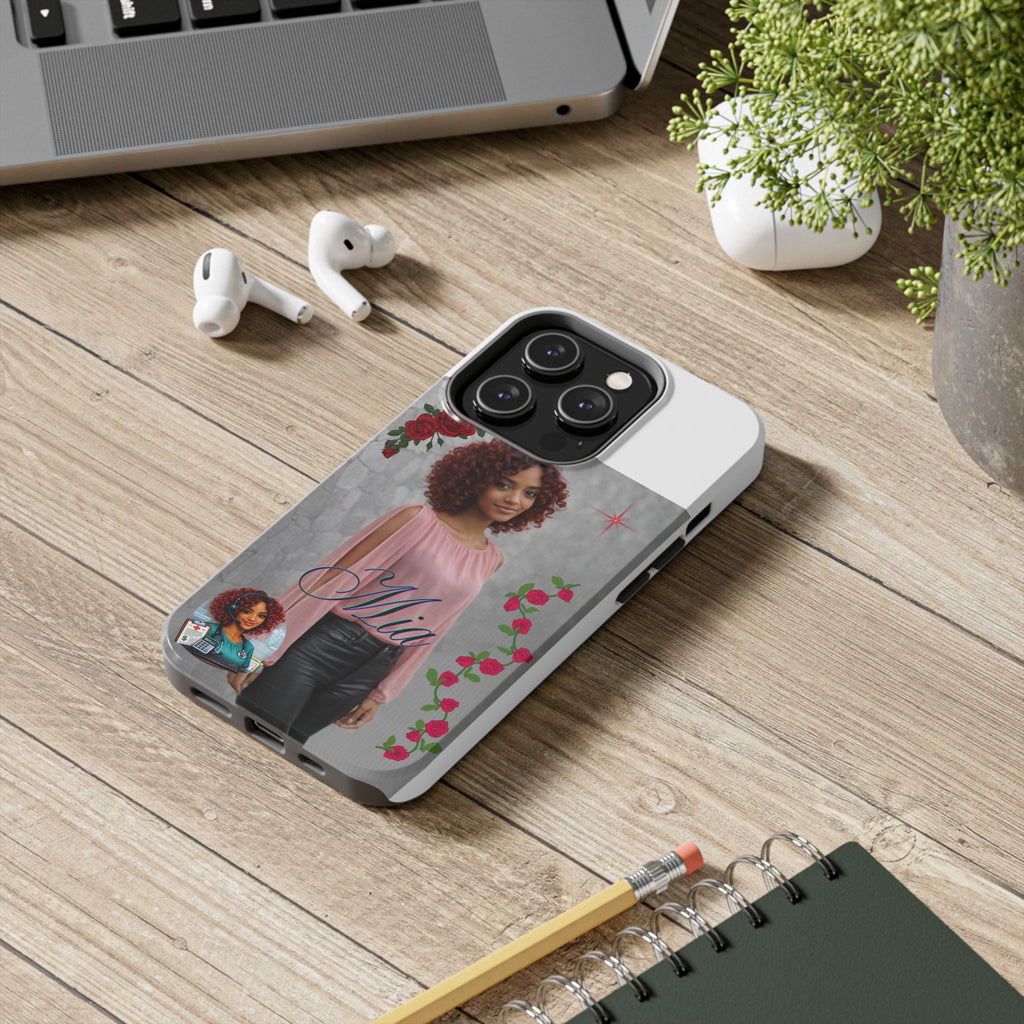 Personalized Floral Photo Tough Phone Case — Character 'Mia'