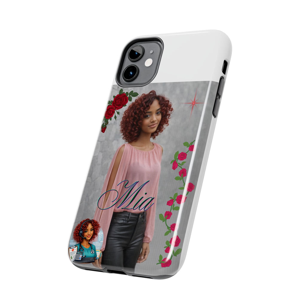 Personalized Floral Photo Tough Phone Case — Character 'Mia'