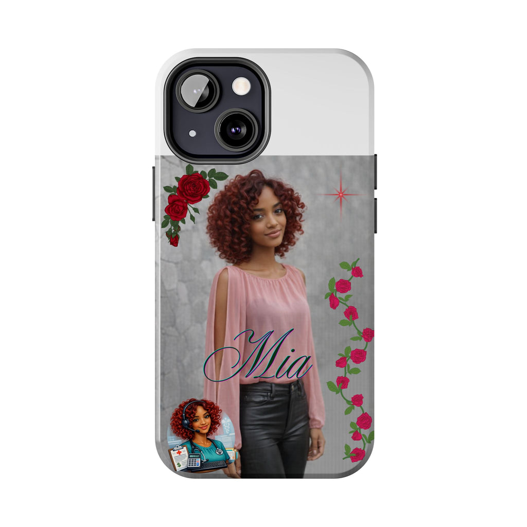 Personalized Floral Photo Tough Phone Case — Character 'Mia'