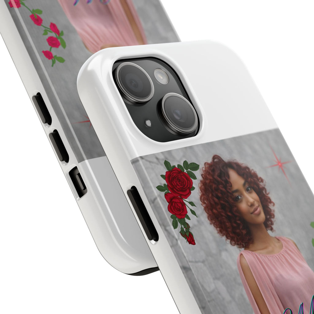 Personalized Floral Photo Tough Phone Case — Character 'Mia'