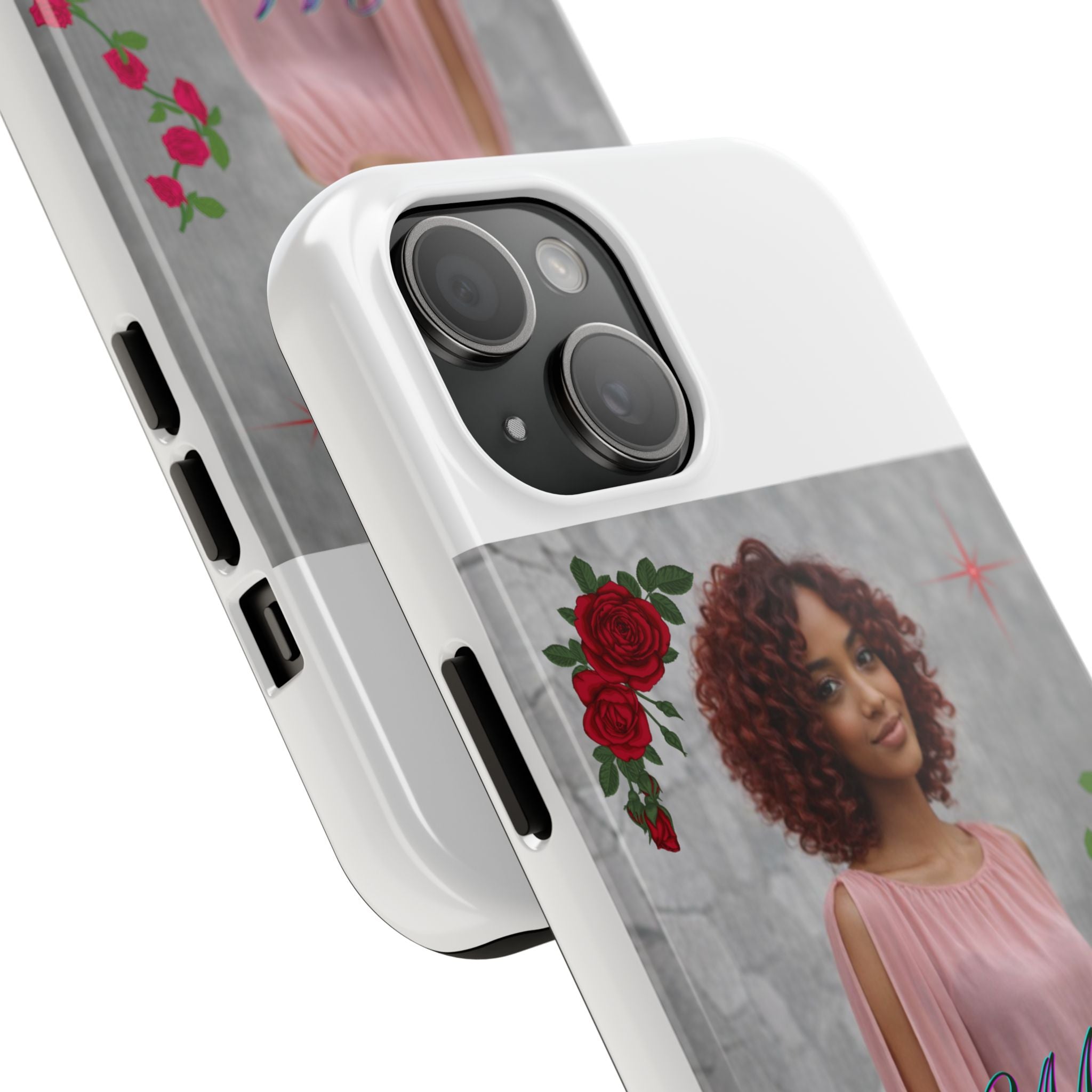 Personalized Floral Photo Tough Phone Case — Character 'Mia'