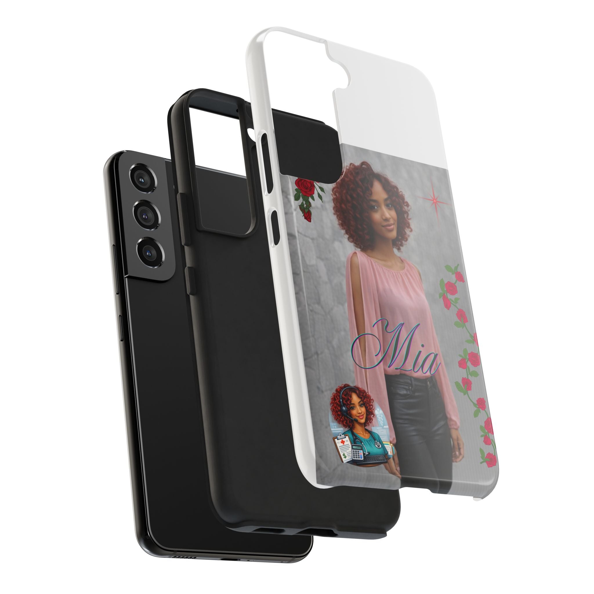 Personalized Floral Photo Tough Phone Case — Character 'Mia'