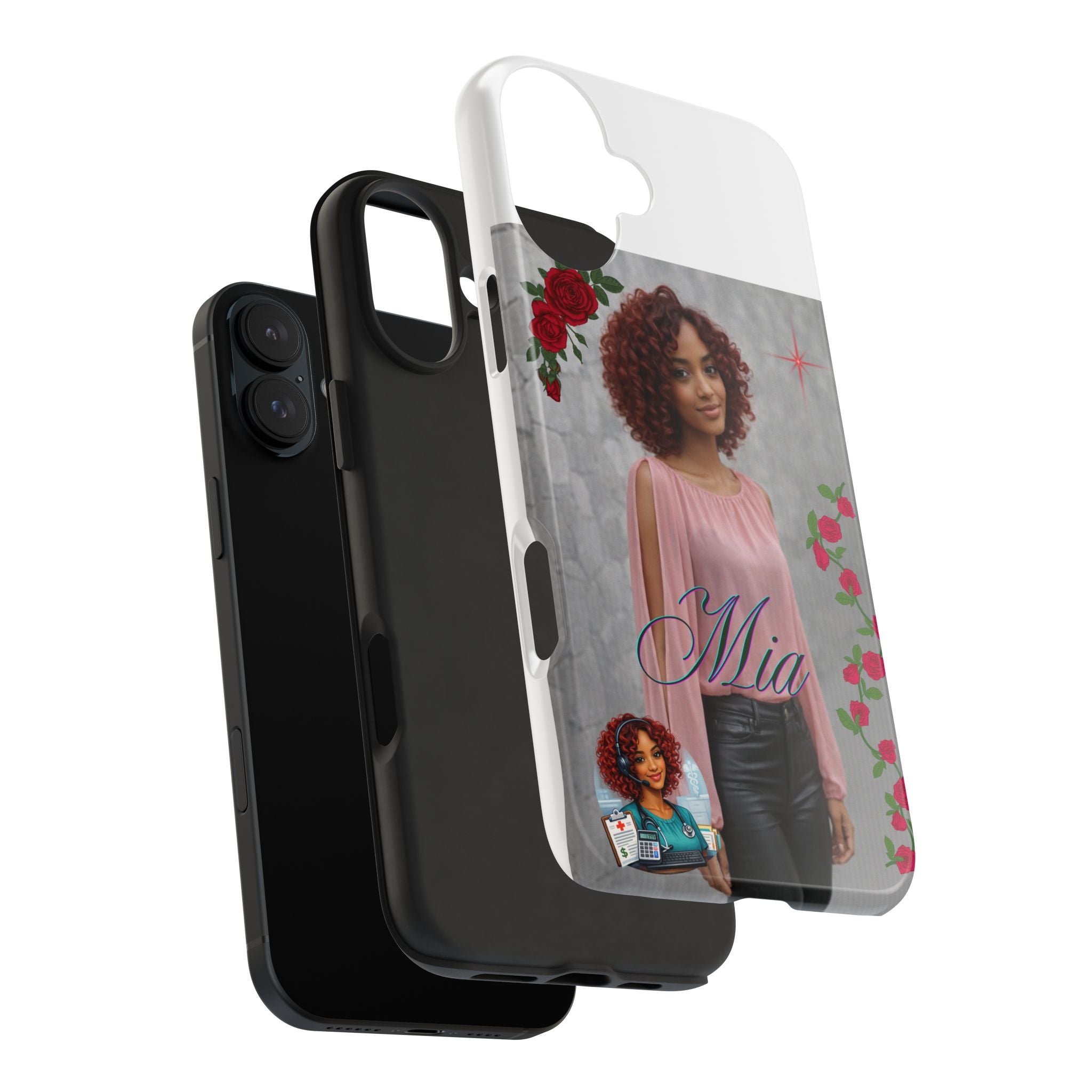 Personalized Floral Photo Tough Phone Case — Character 'Mia'