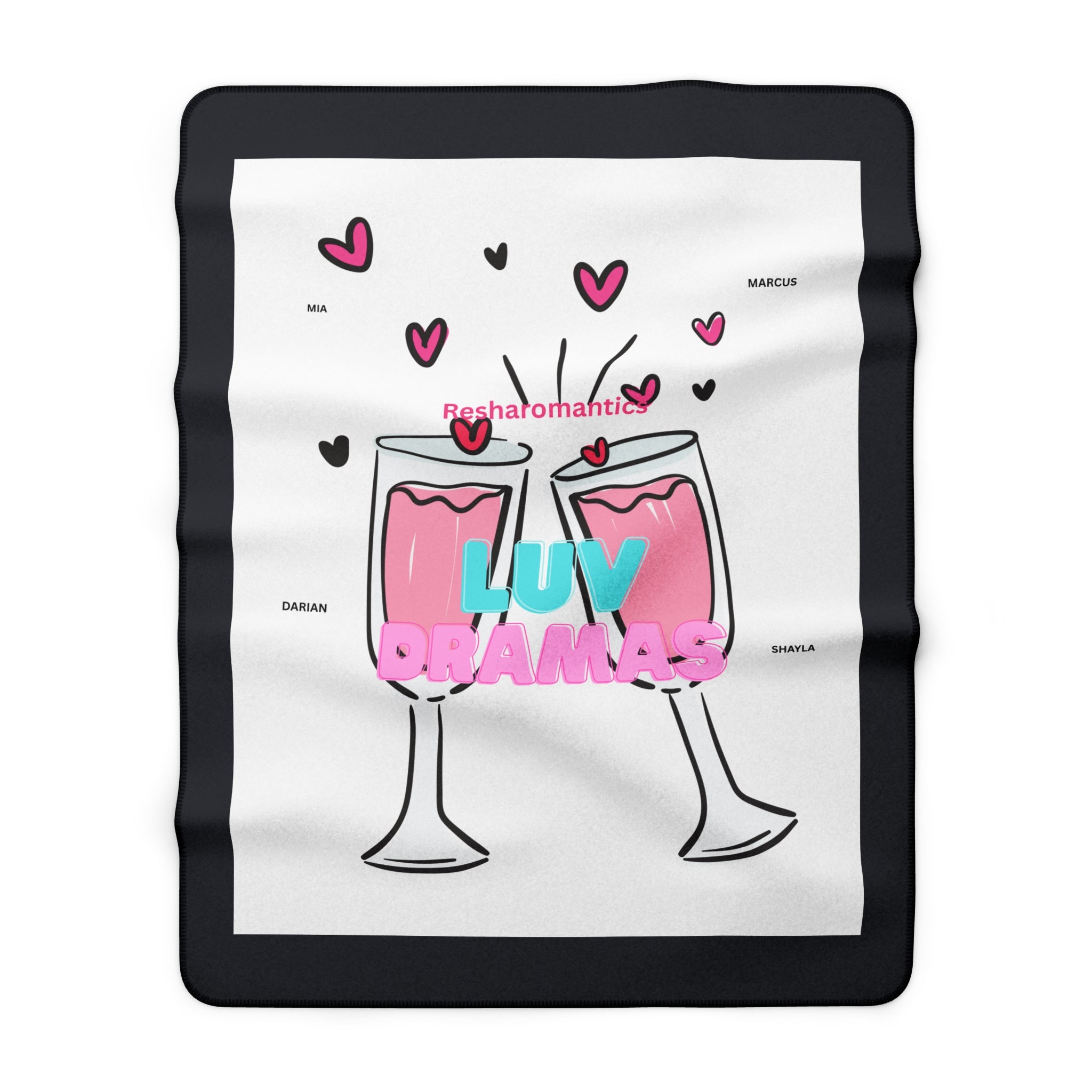 Luv Dramas Sherpa Fleece Blanket – Cute Wine Glasses Romantic Throw