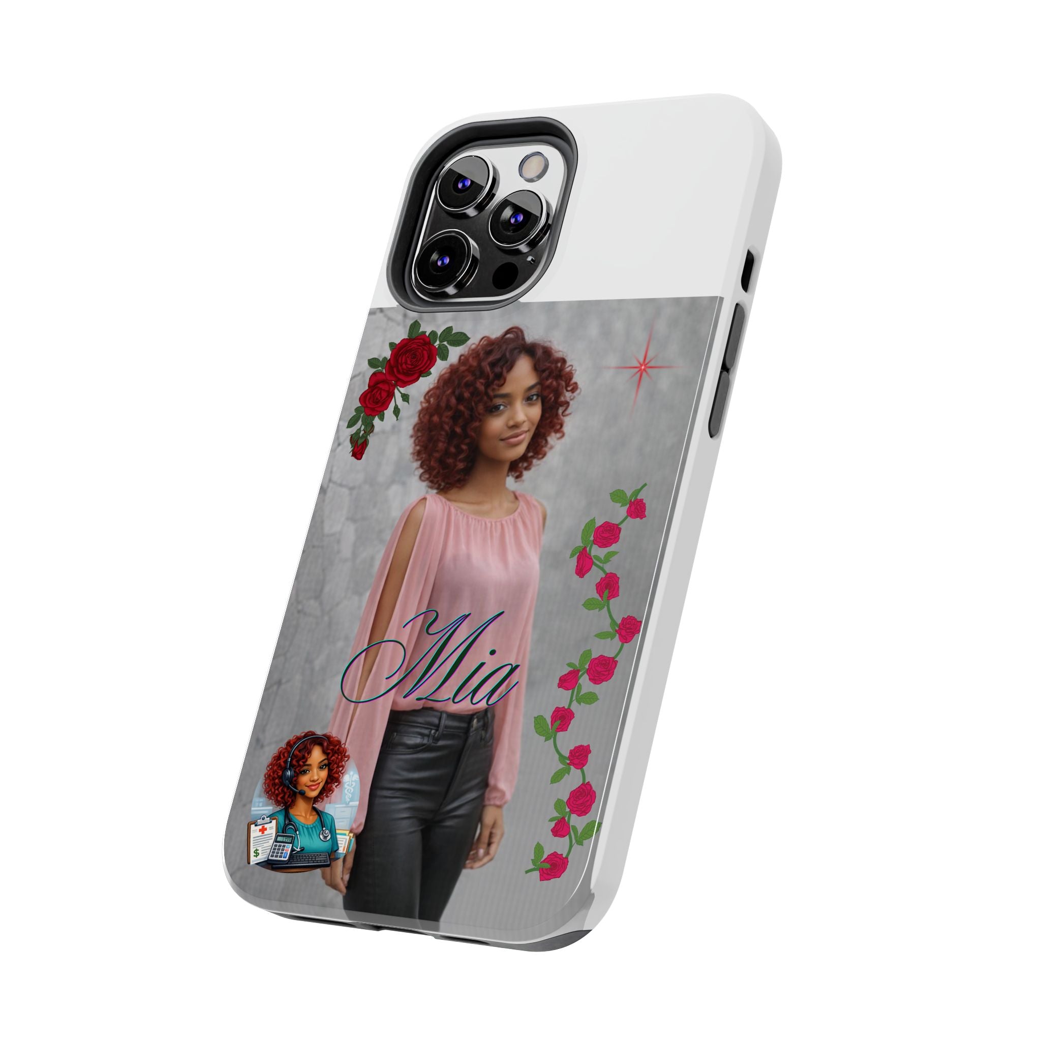 Personalized Floral Photo Tough Phone Case — Character 'Mia'