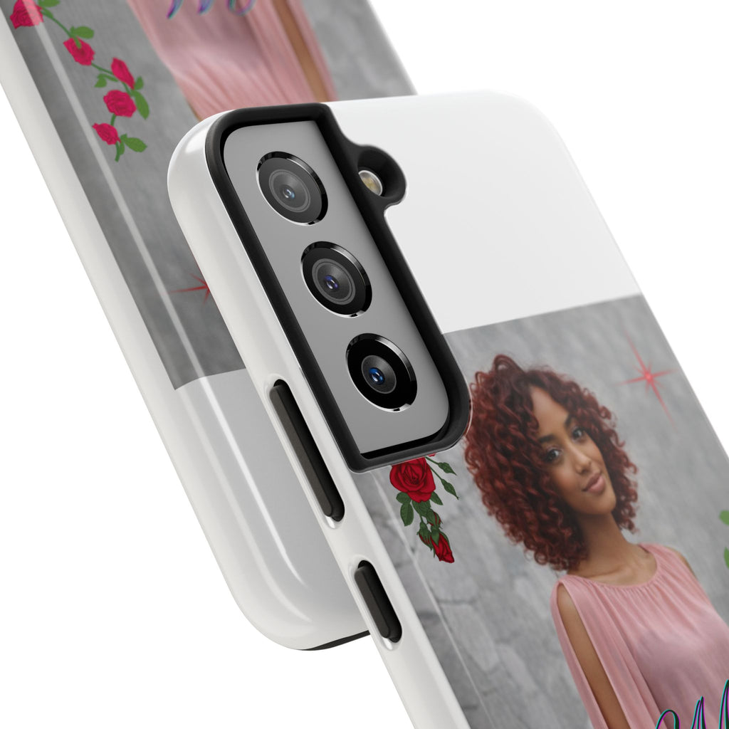 Personalized Floral Photo Tough Phone Case — Character 'Mia'