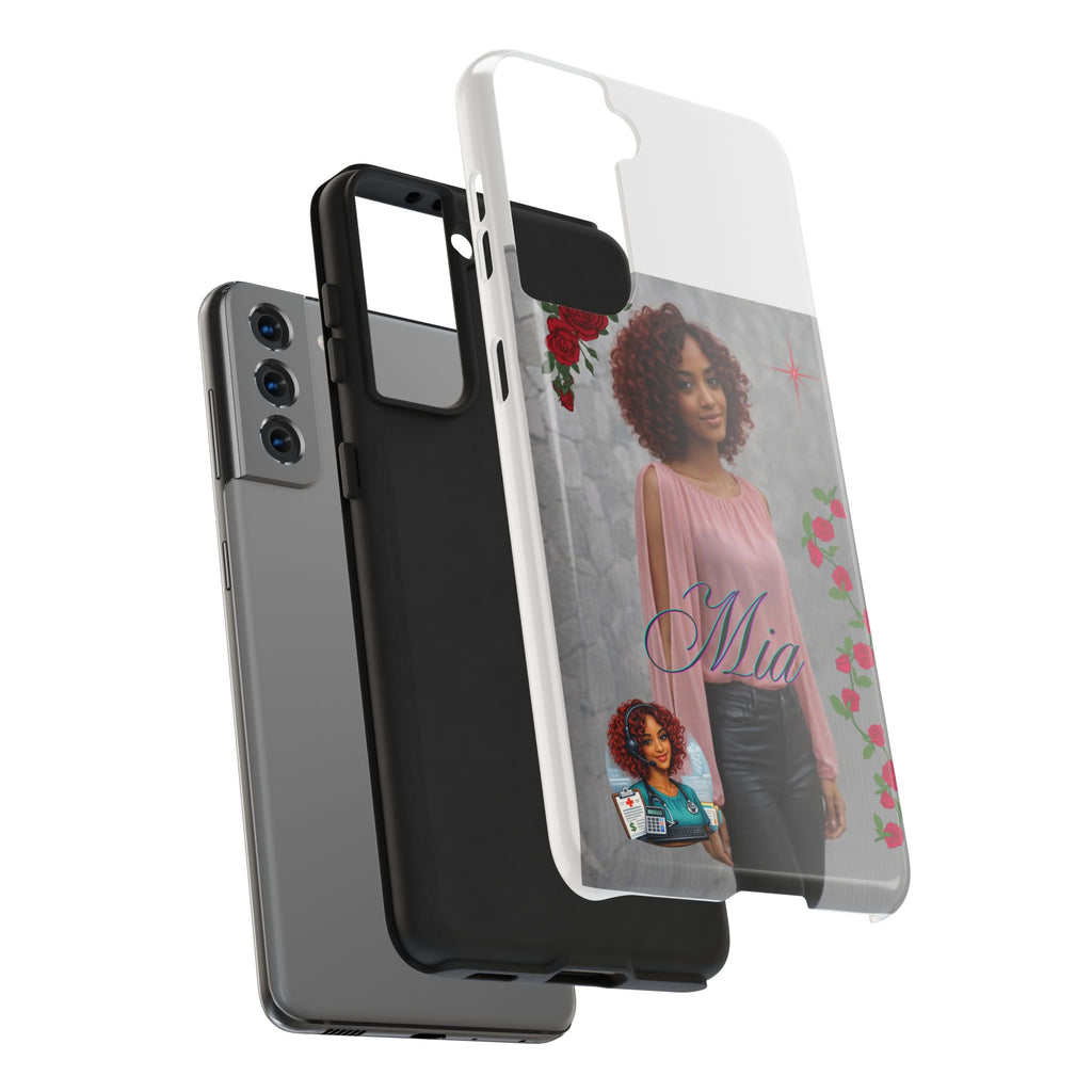 Personalized Floral Photo Tough Phone Case — Character 'Mia'