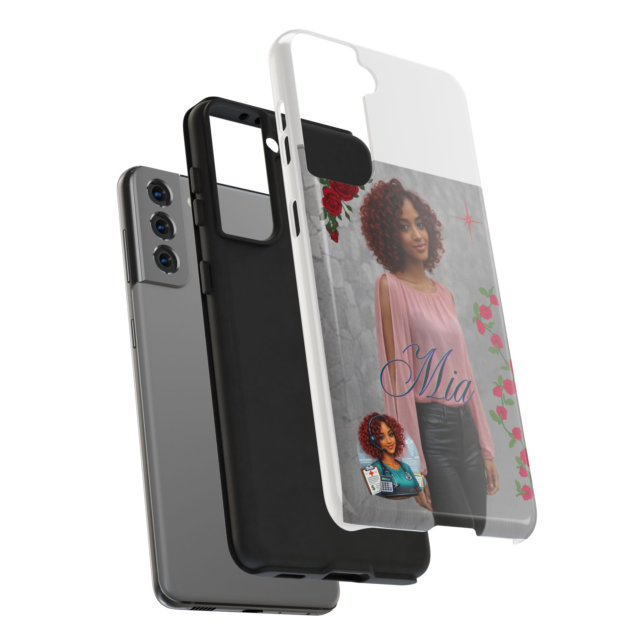 Personalized Floral Photo Tough Phone Case — Character 'Mia'