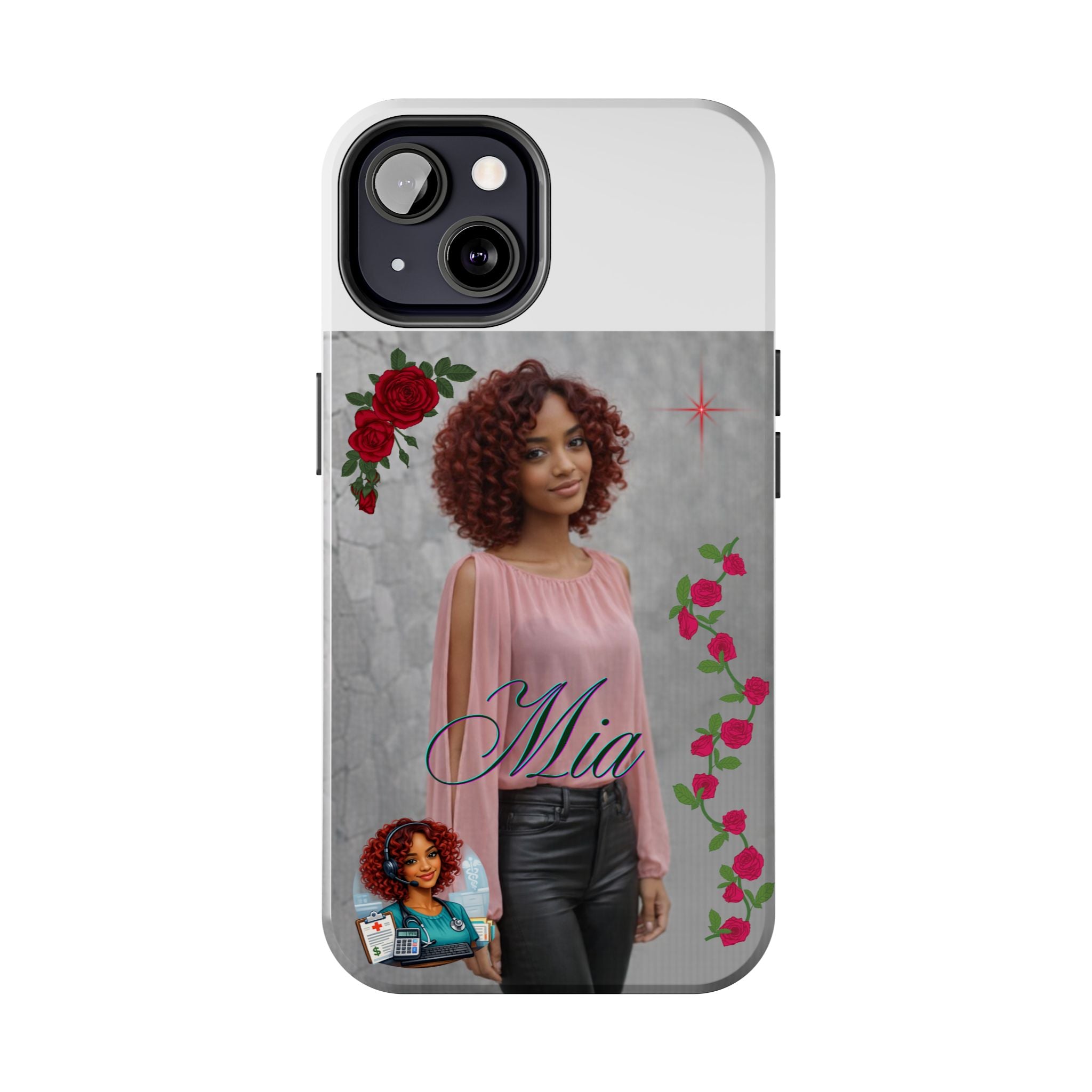 Personalized Floral Photo Tough Phone Case — Character 'Mia'