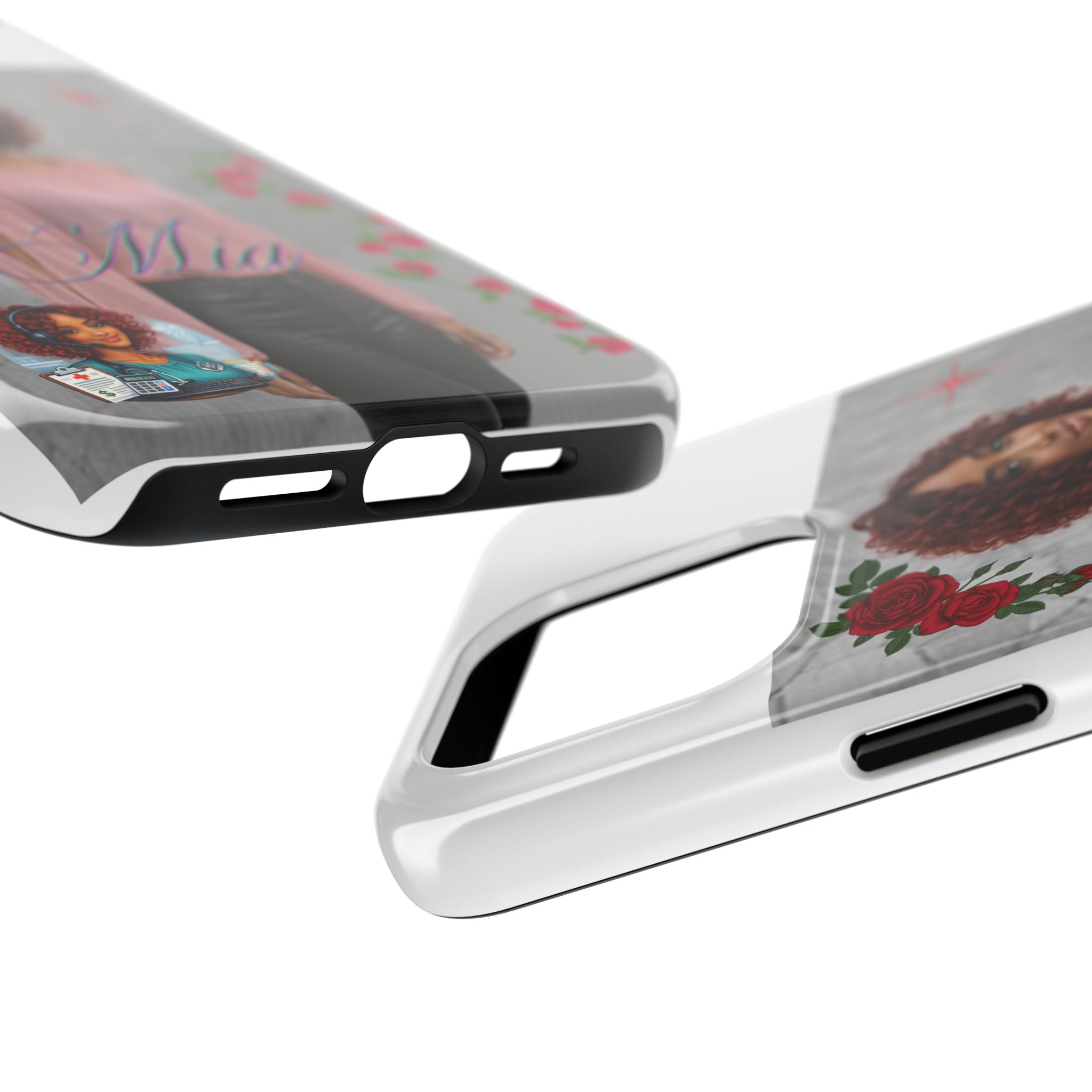 Personalized Floral Photo Tough Phone Case — Character 'Mia'