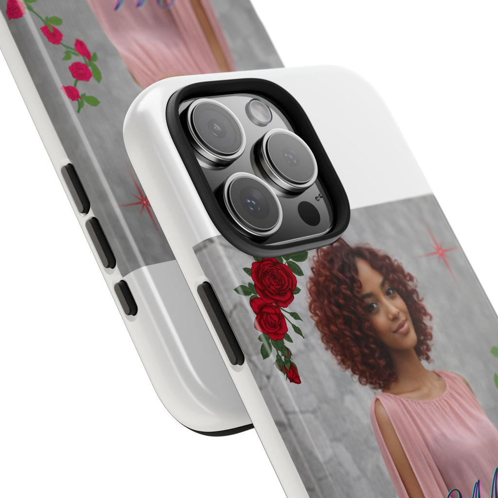 Personalized Floral Photo Tough Phone Case — Character 'Mia'