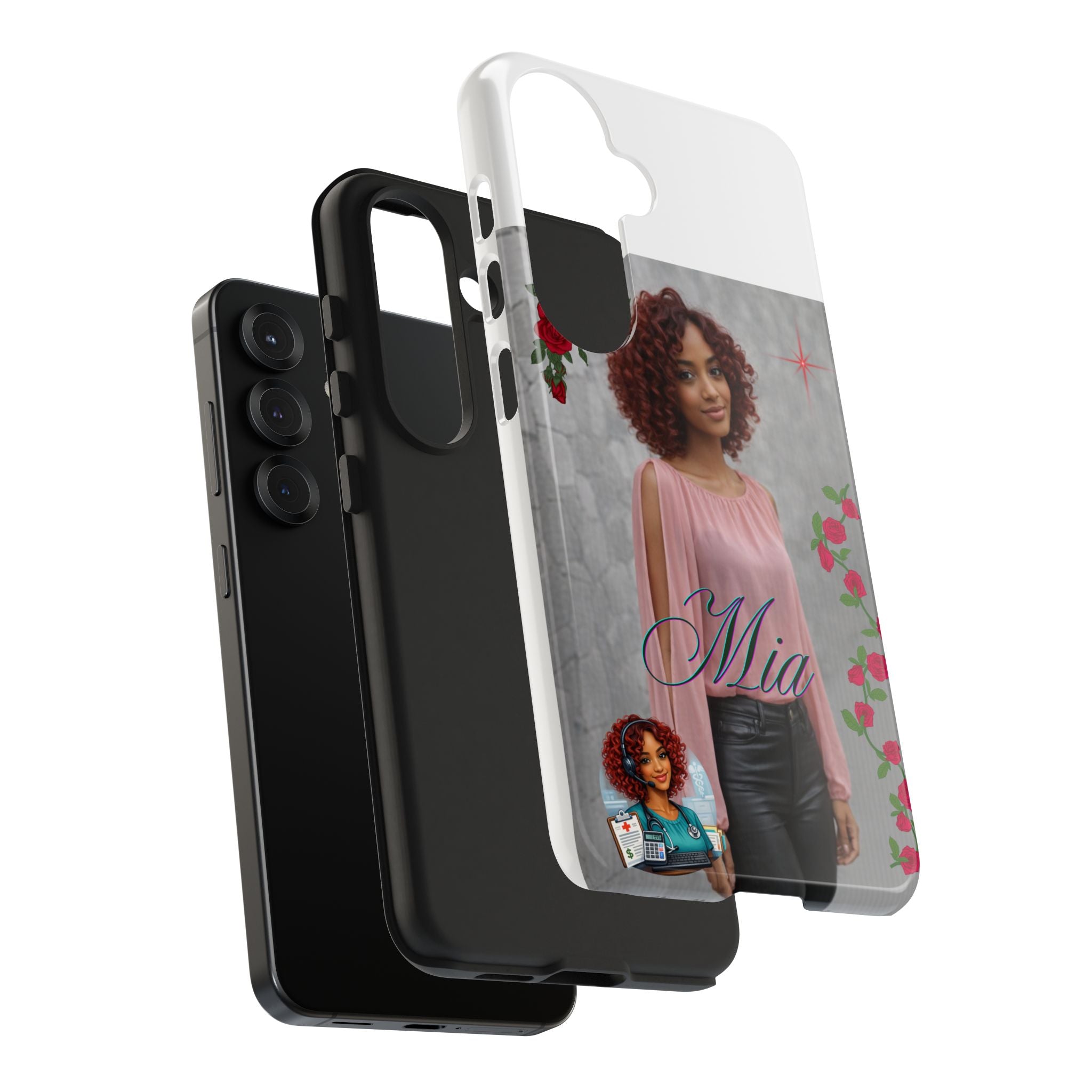 Personalized Floral Photo Tough Phone Case — Character 'Mia'