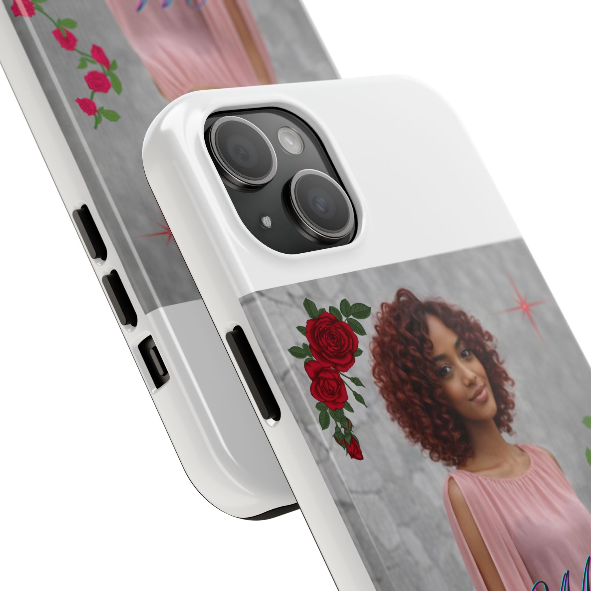 Personalized Floral Photo Tough Phone Case — Character 'Mia'